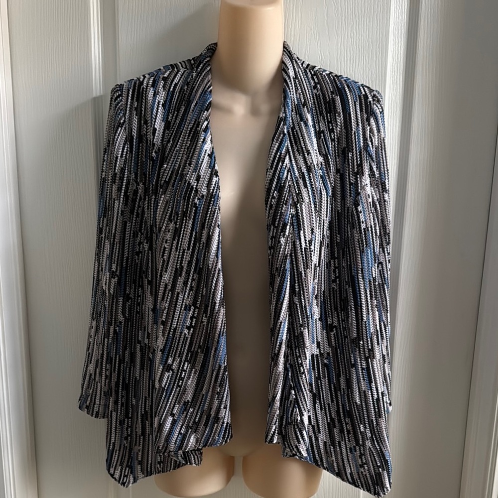 Striped Open Front Cardigan-L
